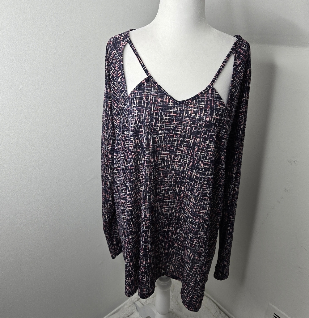 Cato Plus Size Navy Patterned Top